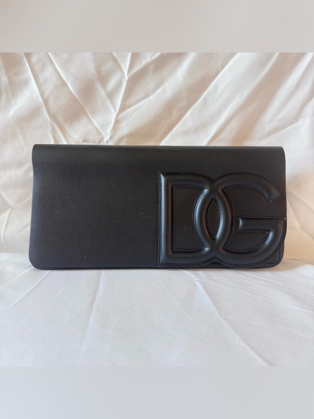 Dolce & Gabbana Black Leather Glasses Sunglasses Case Eyewear Clutch 3D DG Logo